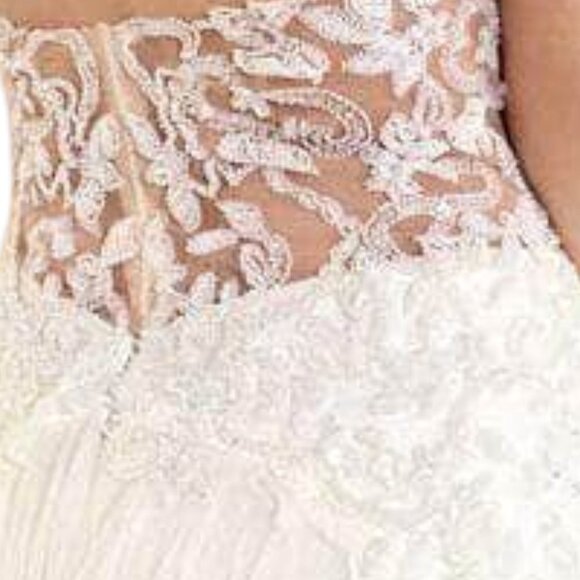 NWT Tarik Ediz 92346 Tulle Wedding Dress Krem Size 10 - Picture 5 of 5